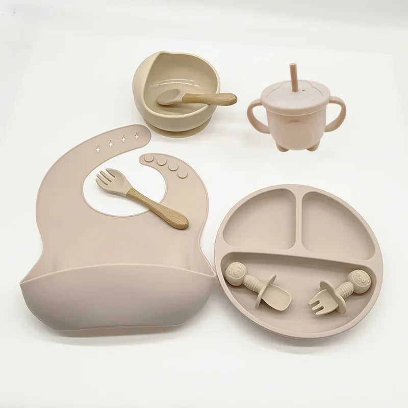 Ensemble repas en silicone beige