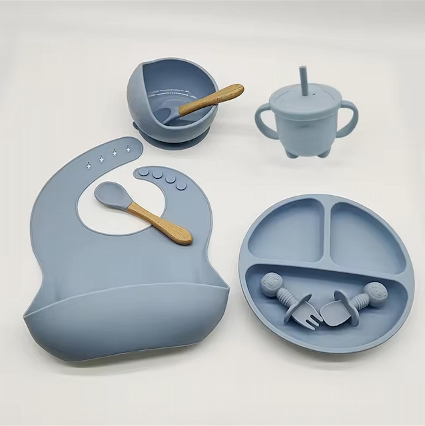 Ensemble repas en silicone gris