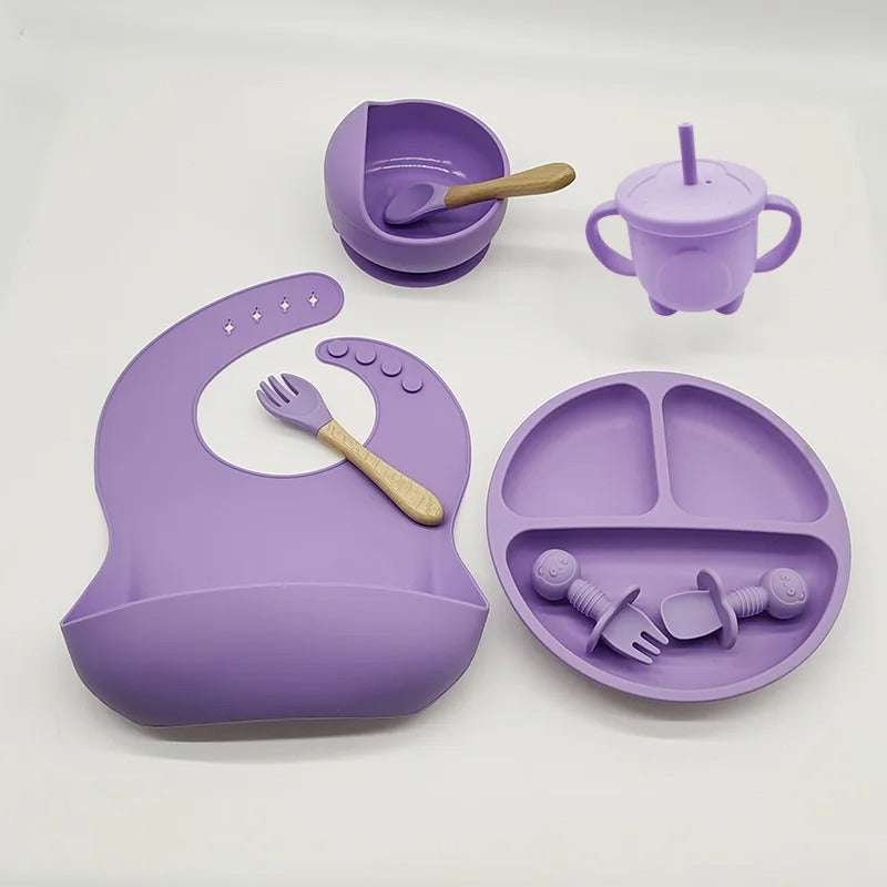 Ensemble repas en silicone lilas