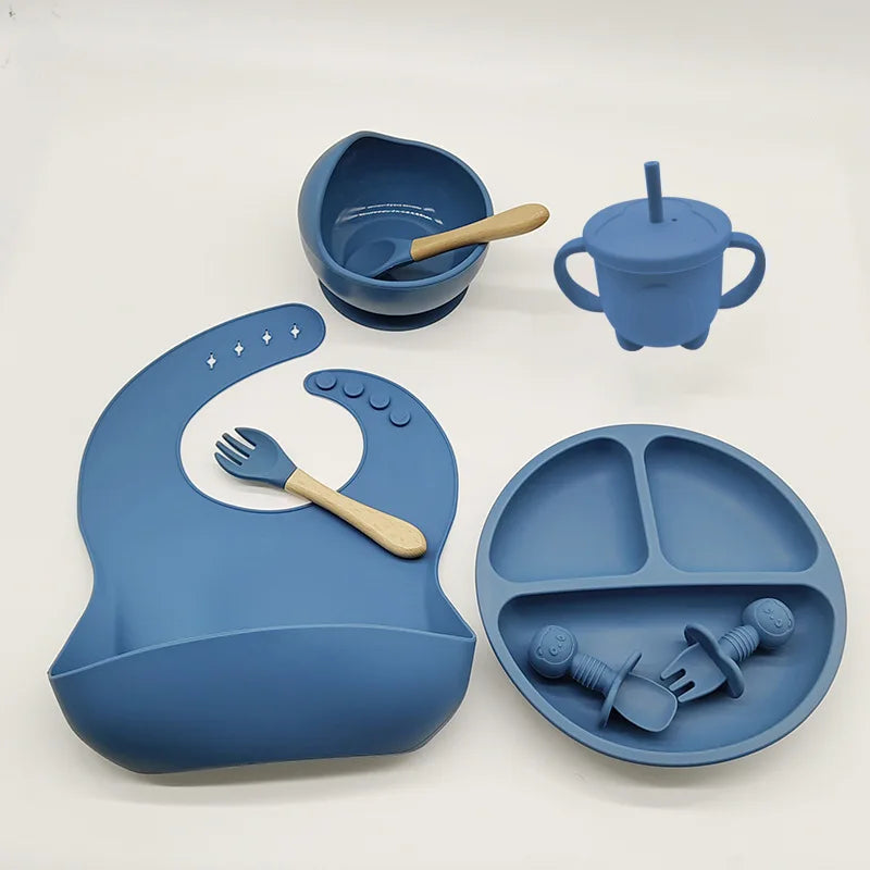 Ensemble repas en silicone bleu