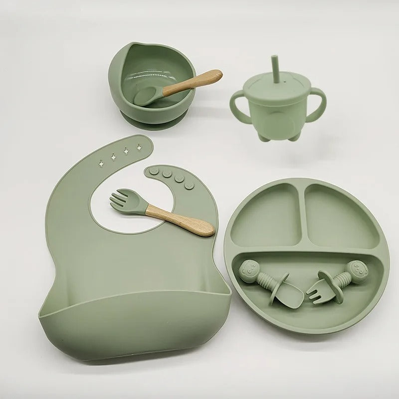 Ensemble repas en silicone Vert